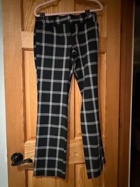Express Black & White Plaid Wide Leg Pants